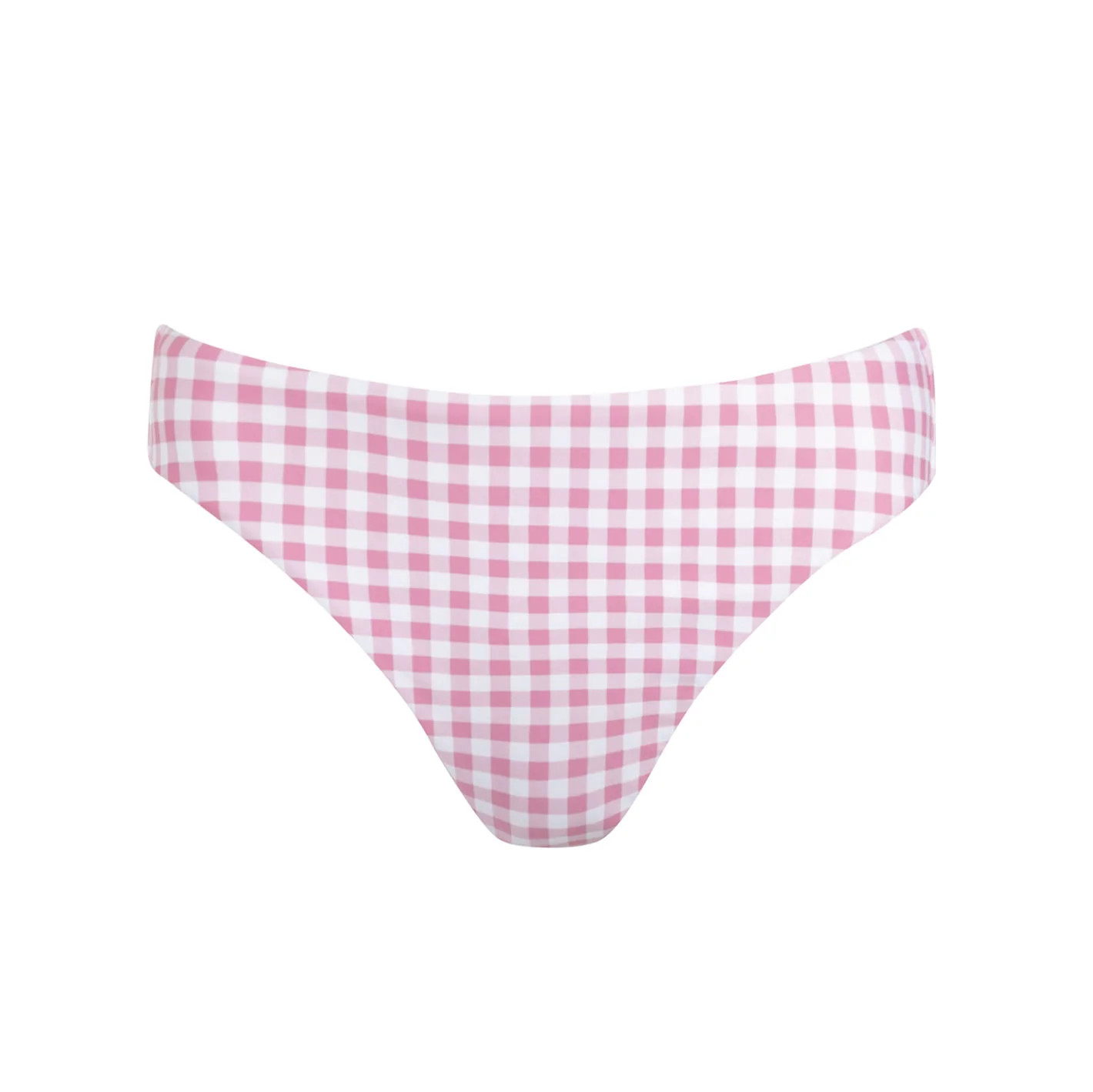 women's blush gingham mid rise bikini bottom | Minnow