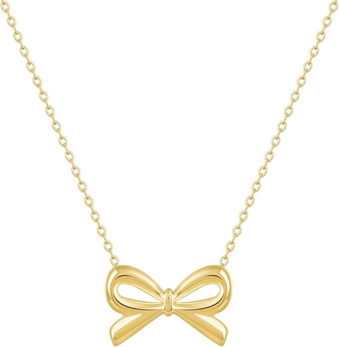 Pevoria 18k Gold Plated Necklaces for Women Dainty Minimalist Pendant Bow Necklace Gifts for Her ... | Amazon (US)