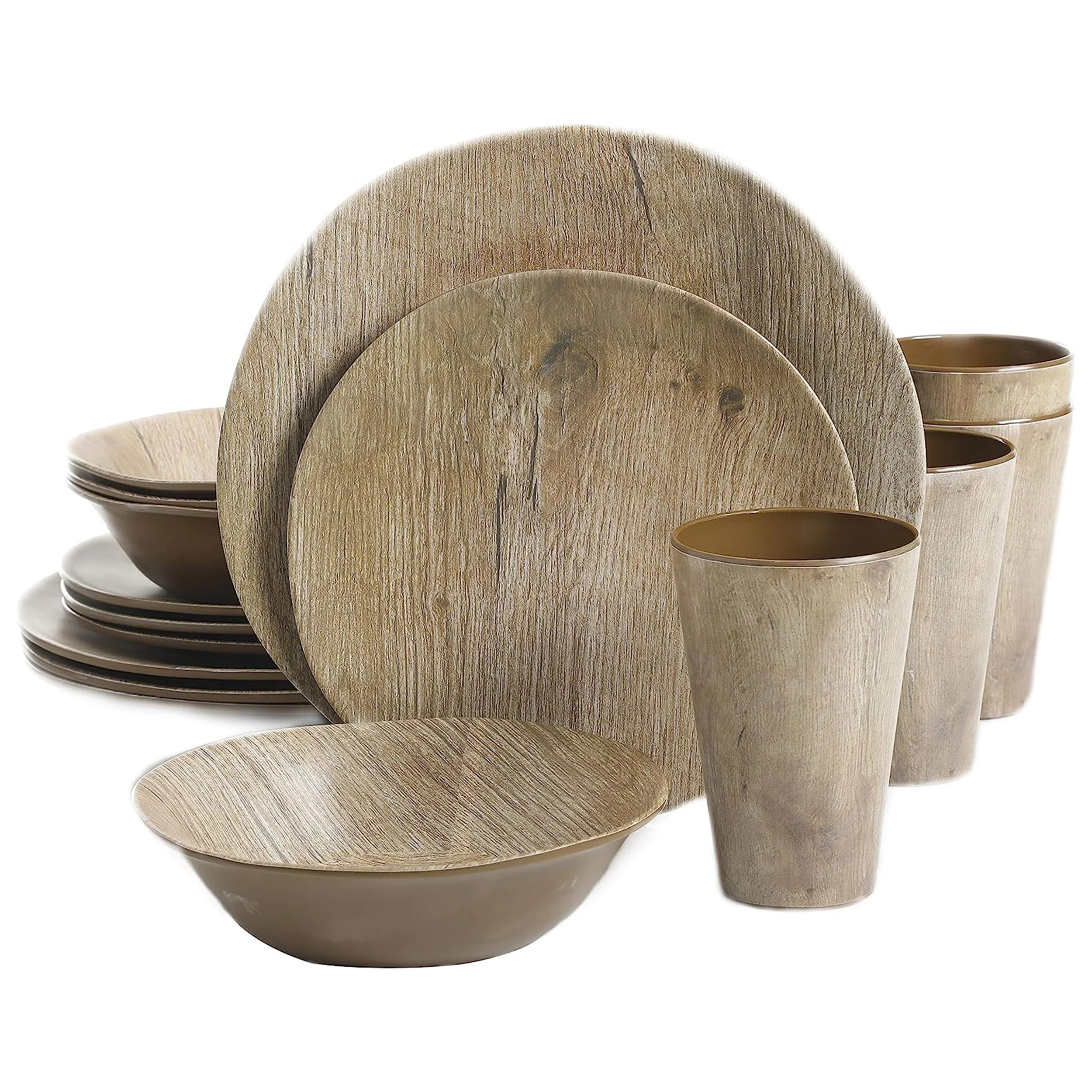 Gibson Home Woodlands 16 Piece Melamine Dinnerware Set, Service for 4 & Reviews | Wayfair | Wayfair North America
