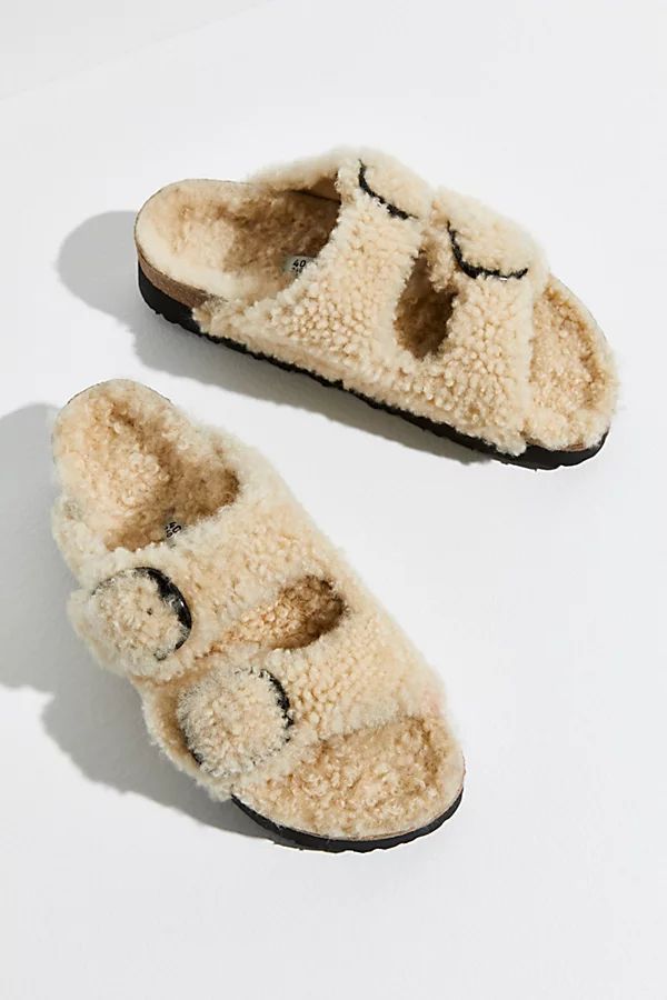 Arizona Teddy Shearling Birkenstocks by Birkenstock at Free People, Eggshell, EU 37 | Free People (Global - UK&FR Excluded)