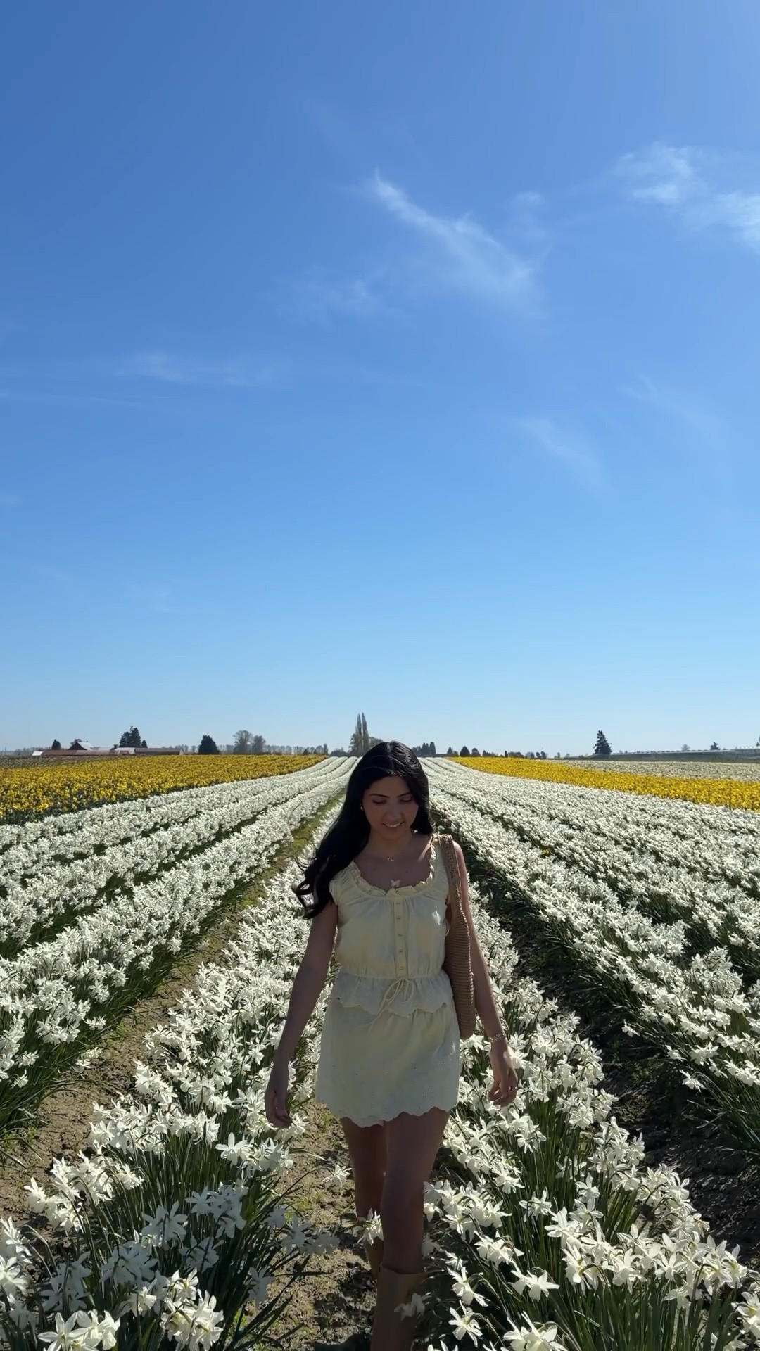 matching set, eyelet top, butter yellow top, skort, brown boots, yellow matching set, spring outfit