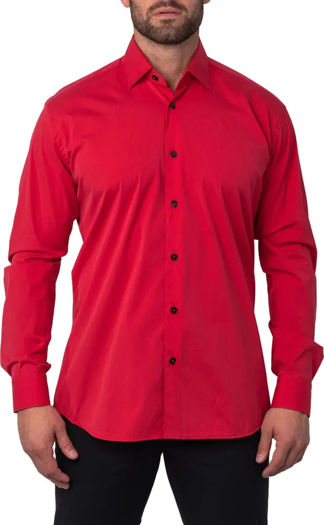 Fibonacci Joyce Red Regular Fit Solid Button-Up Shirt | Nordstrom