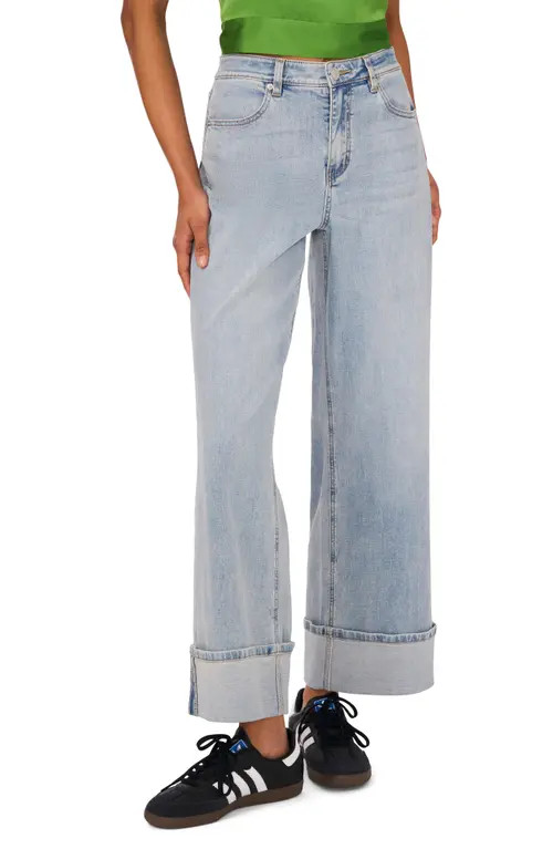 1.STATE High Waist Cuffed Wide Leg Jeans in Light Blue Wash at Nordstrom, Size 0 | Nordstrom