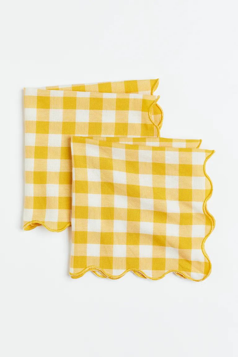 2-pack Cotton Napkins - Yellow/checked - Home All | H&M US | H&M (US + CA)