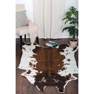 Faux Cow Hide White and Light Brown Soft Area Rug - 5' x 6'6 | Bed Bath & Beyond