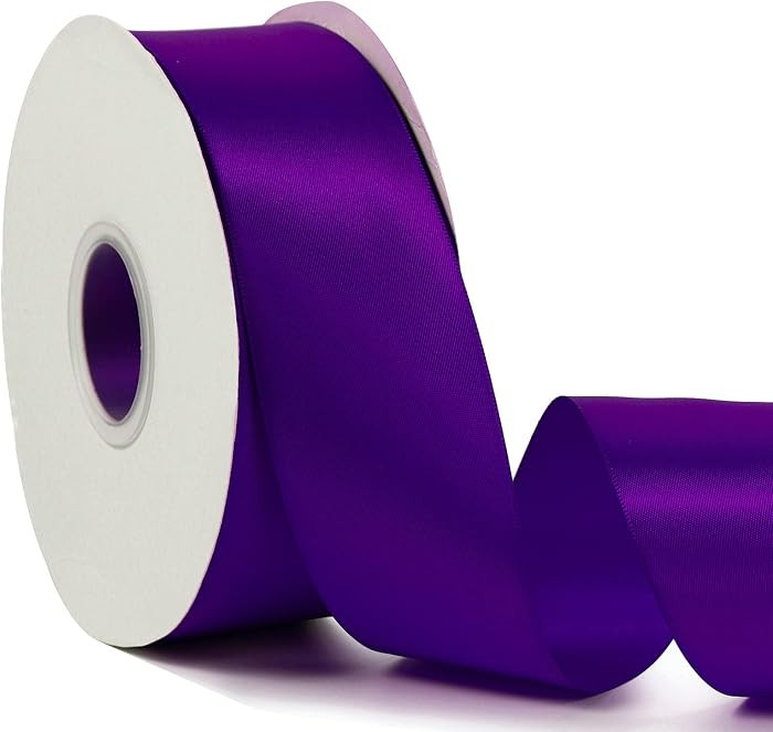 Purple 2" X 50 Yards Solid Color Satin Ribbon, Double Faced High Density Polyester Fabric Ribbon ... | Amazon (US)