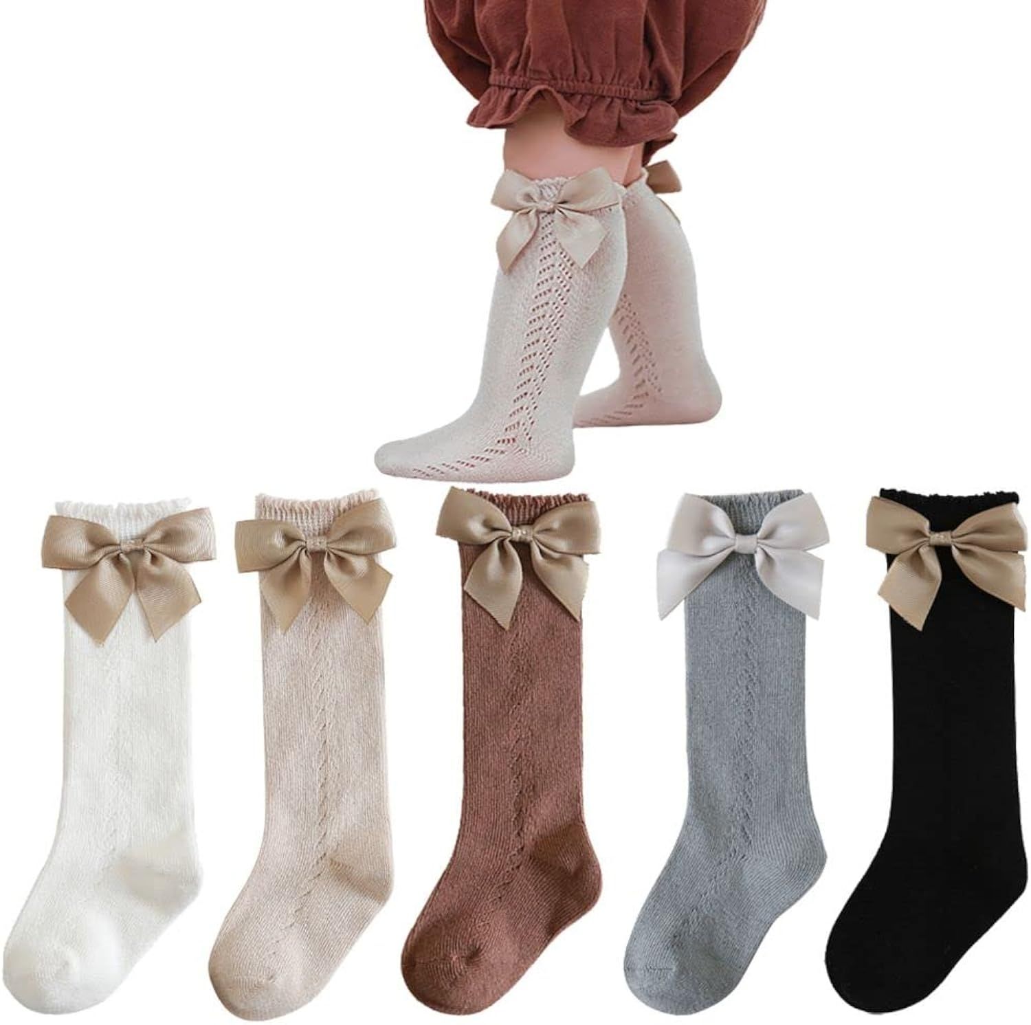 Petrass Knee High Socks Baby Girls,Infant Ruffle Knee High Socks,Toddler Knee High Socks White | Amazon (US)