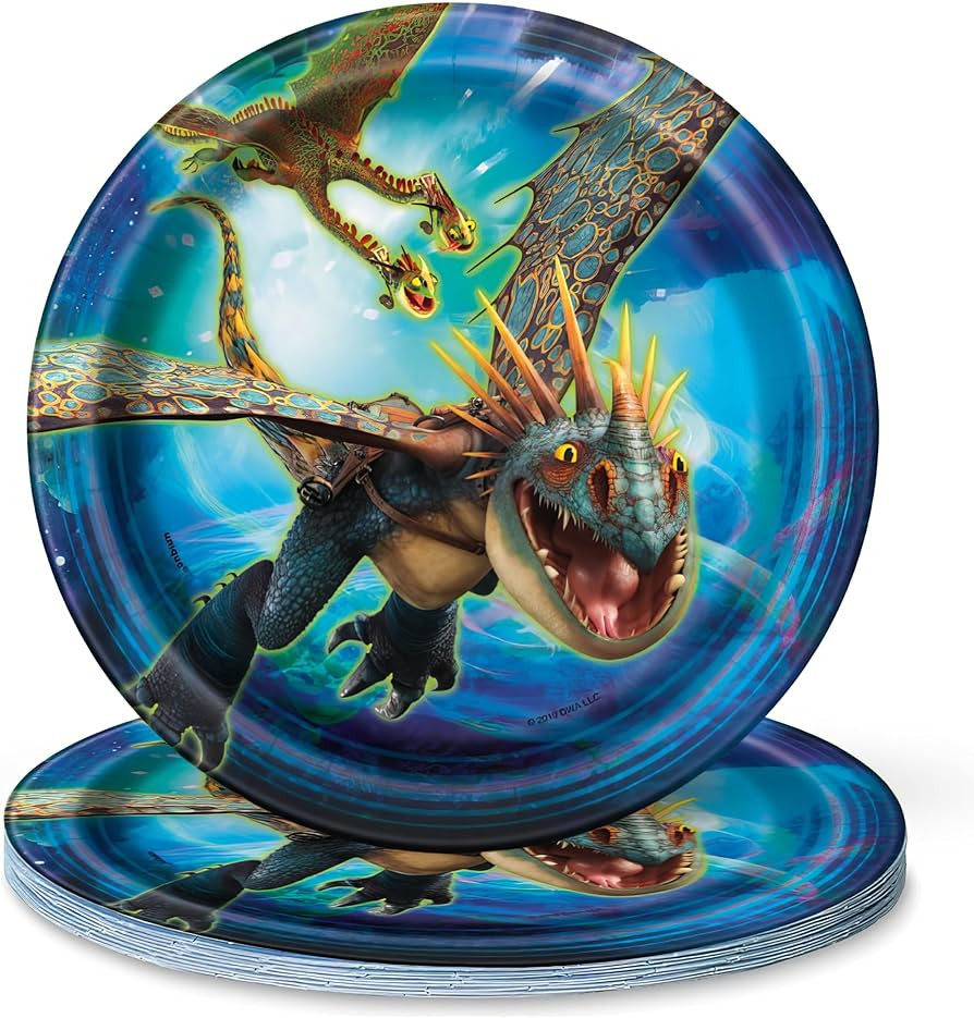 Round Dessert Paper Plates - 7", How to Train Your Dragon, 8 Pcs | Amazon (US)