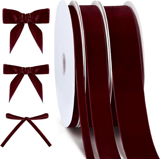 Syhood 75 Yards/ 3 Rolls Vintage Velvet Ribbon Christmas Velvet Ribbons Velvet Ribbon Rolls for C... | Amazon (US)