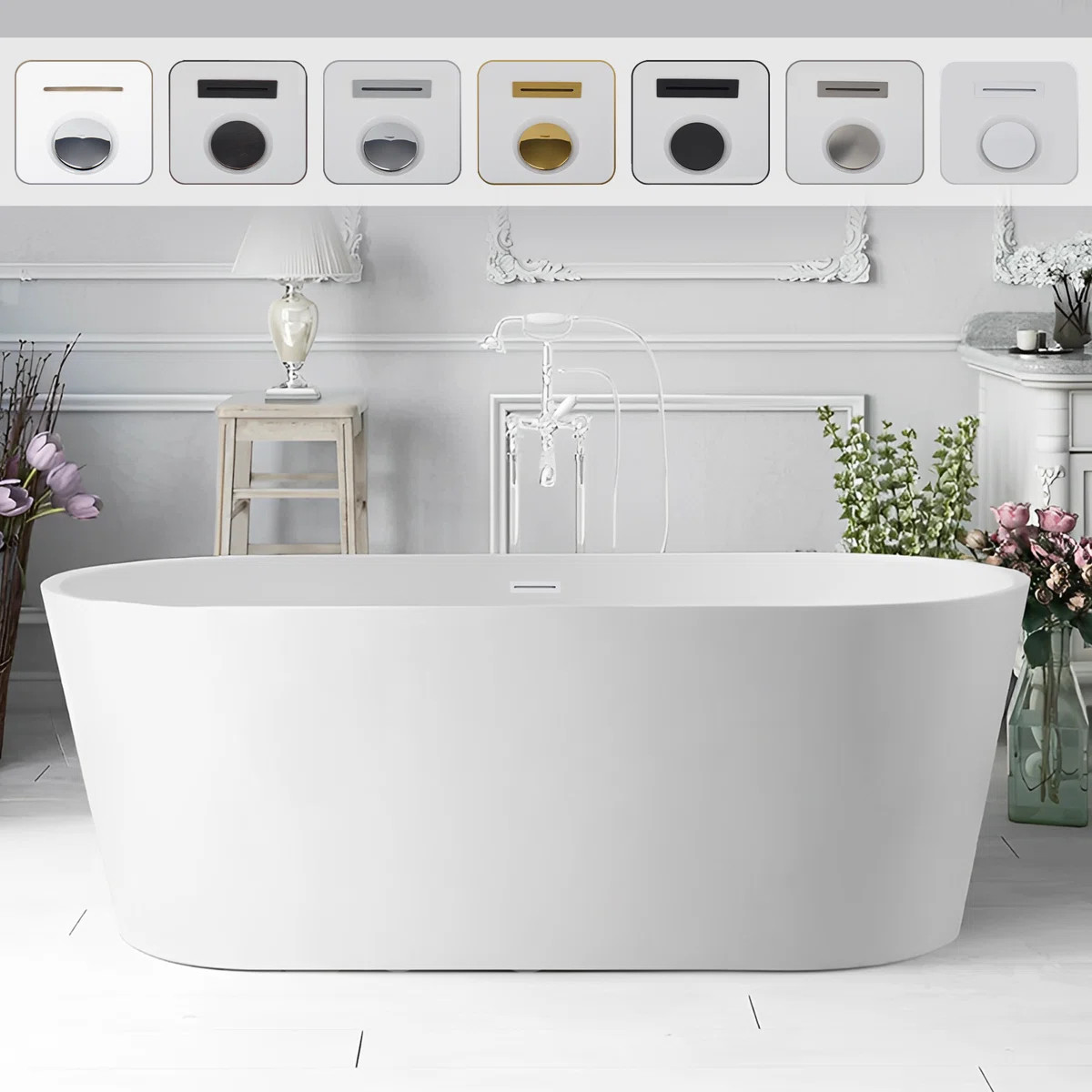 67" x 32" Freestanding Soaking Acrylic Bathtub VA6815-L-PW | Wayfair North America