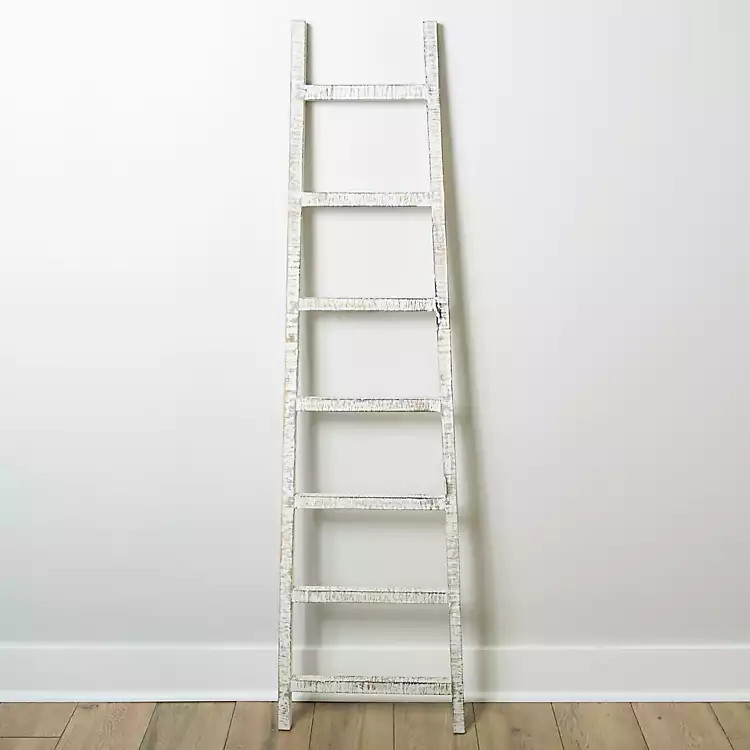 Distressed White Leaning Ladder | Kirkland's Home