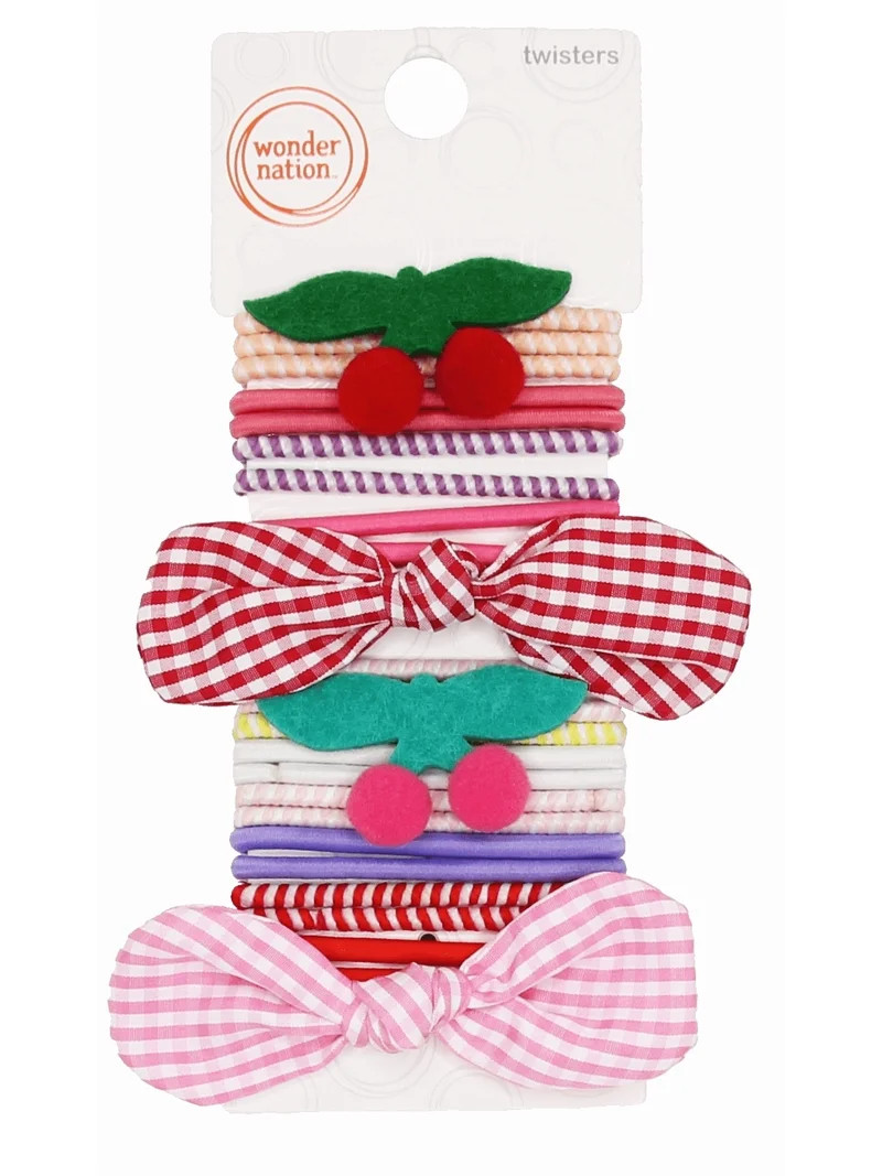 Wonder Nation Girls Assorted Hair Elastics, 24-Piece, Multi | Walmart (US)