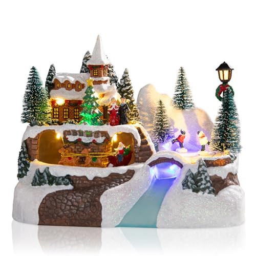 VCUTEKA Christmas Village Collectible Building - Church House with Skating Pond Lighted Musical Village Perfect Addition to Your Christmas Indoor Decorations or Holiday Displays | Amazon (US)