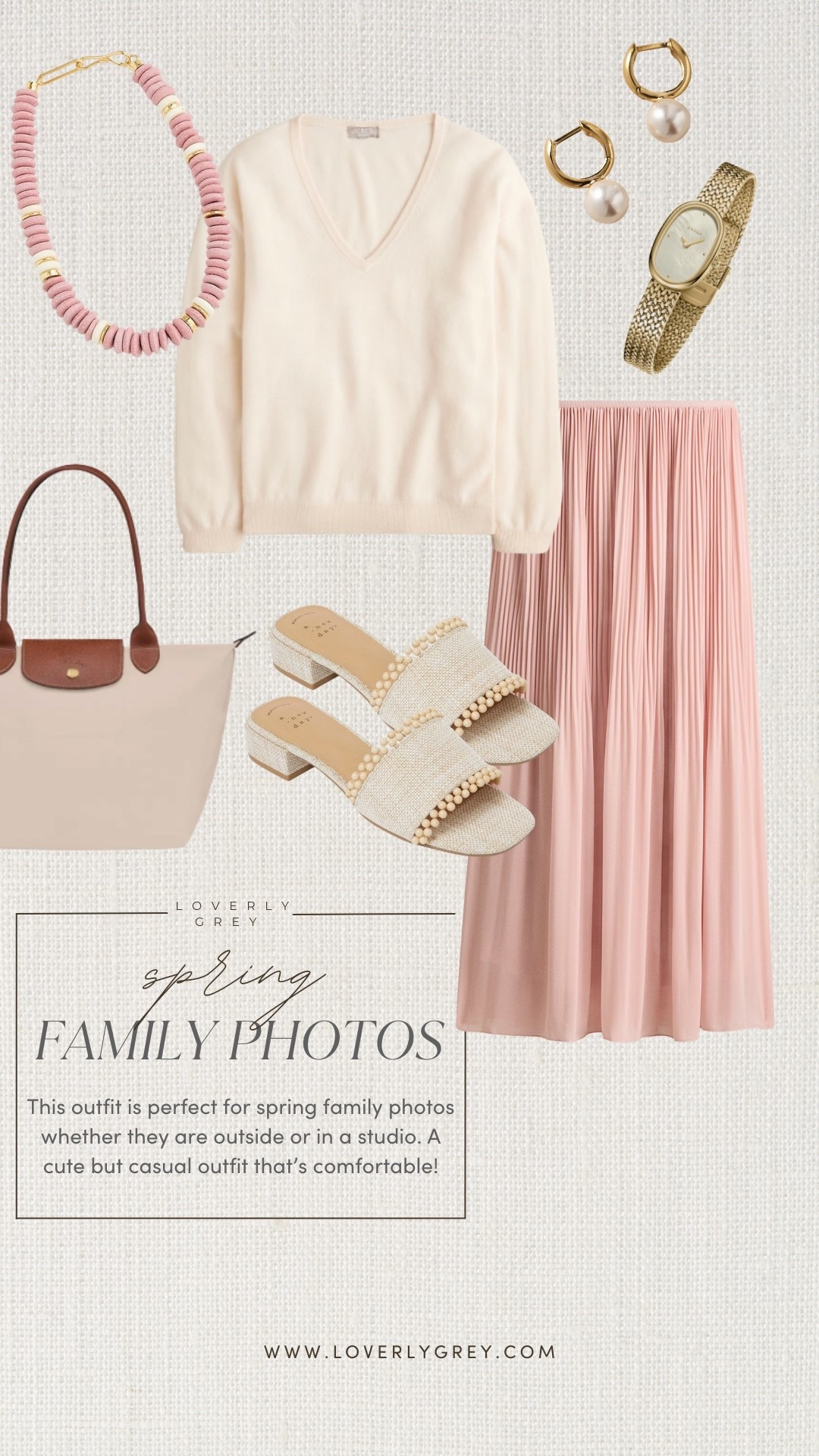 Spring family photo outfit inspiration! I am loving this pink maxi skirt paired with a long sleeve v-neck sweater. I’d accessorize the look with a fun necklace, target heels, a simple watch, and a pair of earrings from Anthropologie. 

#LTKSeasonal #LTKootd #LTKgrwm