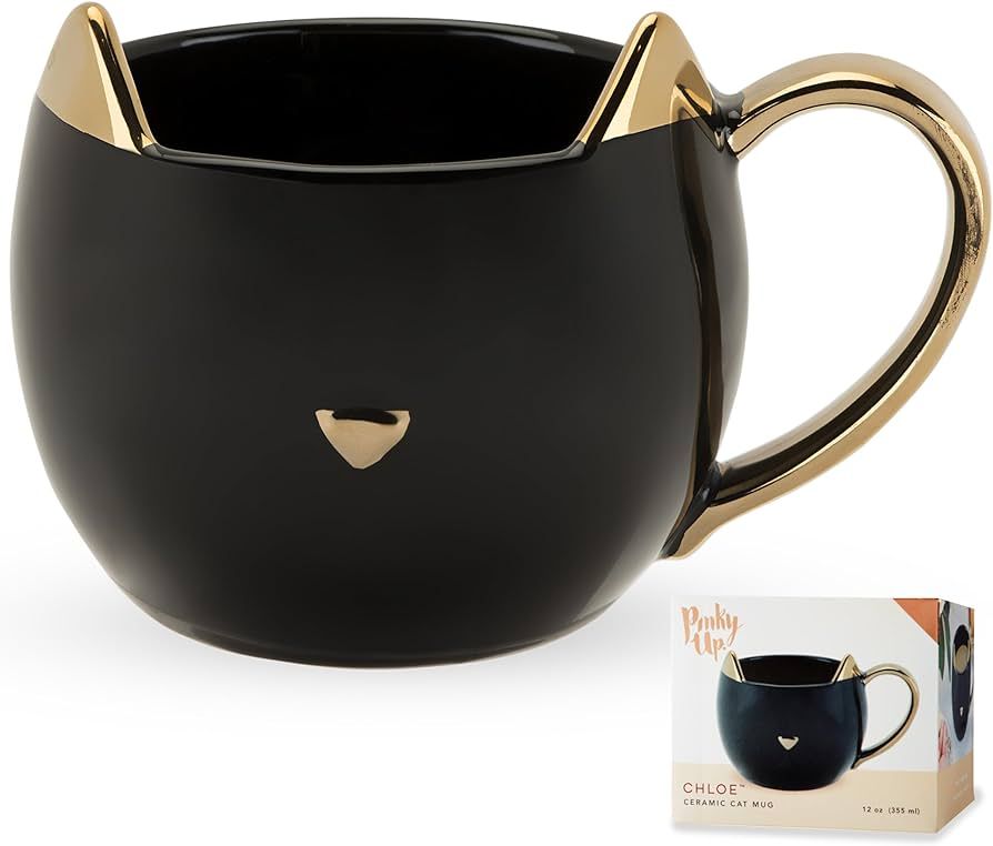 Pinky Up Chloe Ceramic Cat Tea Mug or Cat Coffee Mug - Cat Shaped Mug - Gifts for Cat Lovers - 12... | Amazon (US)