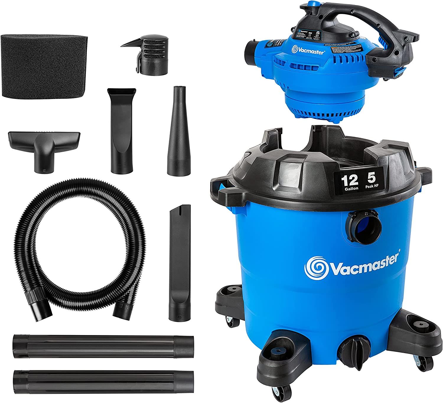 Vacmaster VBV1210, 12-Gallon* 5 Peak HP** Wet/Dry Shop Vacuum with Detachable Blower, Blue | Amazon (US)