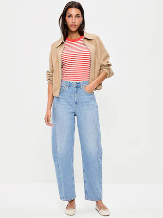 High-Waisted Barrel Ankle Jeans | Old Navy (CA)