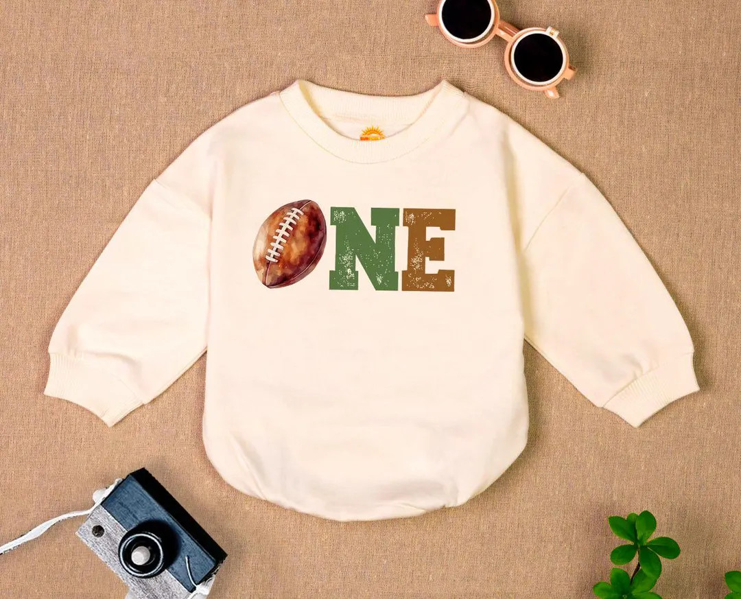 Boy Football 1st Birthday Romper Sweatshirt, 1st Year Down Party, Football Season Outfit, Baby Sh... | Etsy (US)