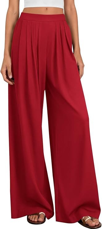 PRETTYGARDEN Loose Fit Wide Leg Pants Woman High Waisted Flowy Comfy Palazzo Pants for Women Work... | Amazon (US)