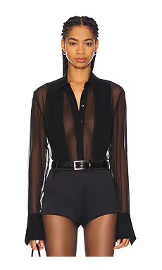 SANS FAFF Meghan Panelled Silk Blouse in Black from Revolve.com | Revolve Clothing (Global)