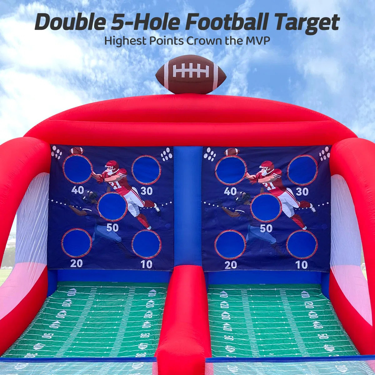 Inflatable Football Toss Carnival Game with 4 Balls,Interactive Throwing Target with Built-in Blo... | Wayfair North America