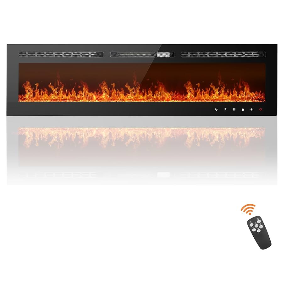 90 inch Ultra-Thin Electric Fireplace Recessed and Wall Mounted with Touch Screen Control Panel/R... | Amazon (US)
