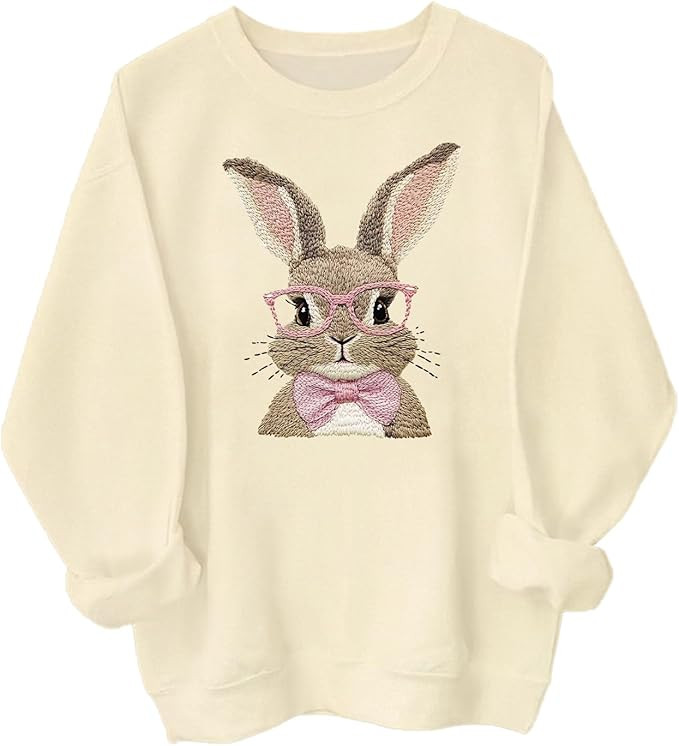 Retro Easter Bunny Sweatshirt Coquette Bow Bunny Ears Sweatshirt Easter Shirts for Women | Amazon (US)