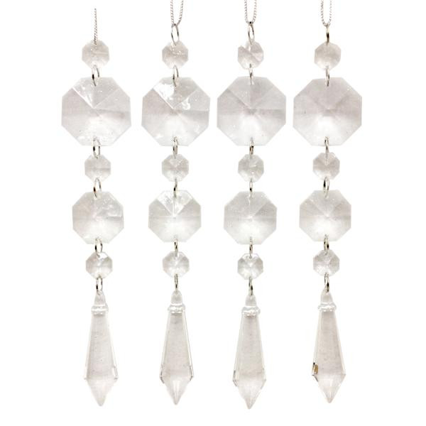 Providence Silver 4-Piece White Icicle Dangle Ornaments | At Home