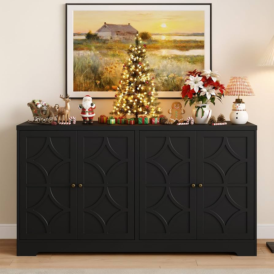RoyalCraft Sideboard Buffet Cabinet, 56" Modern Credenza with 4 Doors and Adjustable Shelves, Woo... | Amazon (US)