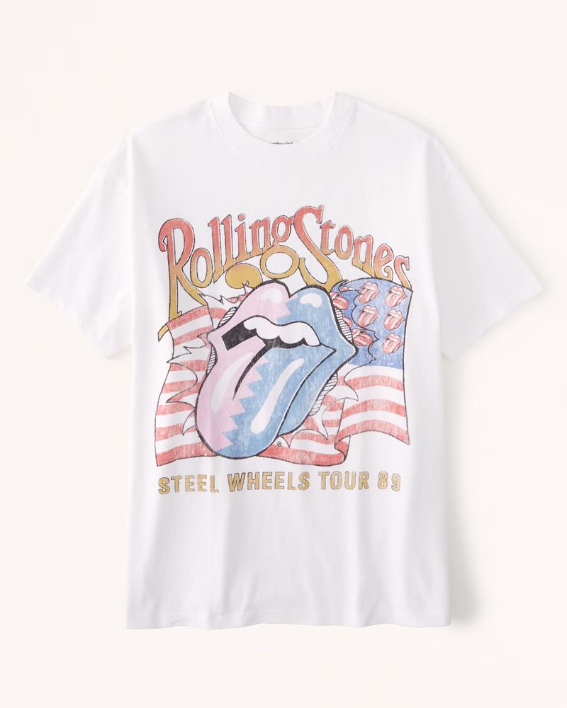 Women's Oversized Boyfriend Heavyweight Rolling Stones Graphic Tee | Women's | Abercrombie.com | Abercrombie & Fitch (US)