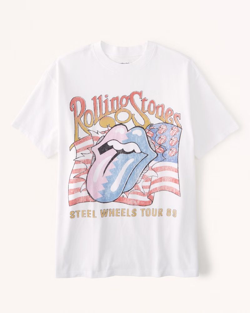 Women's Oversized Boyfriend Heavyweight Rolling Stones Graphic Tee | Women's New Arrivals | Aberc... | Abercrombie & Fitch (US)