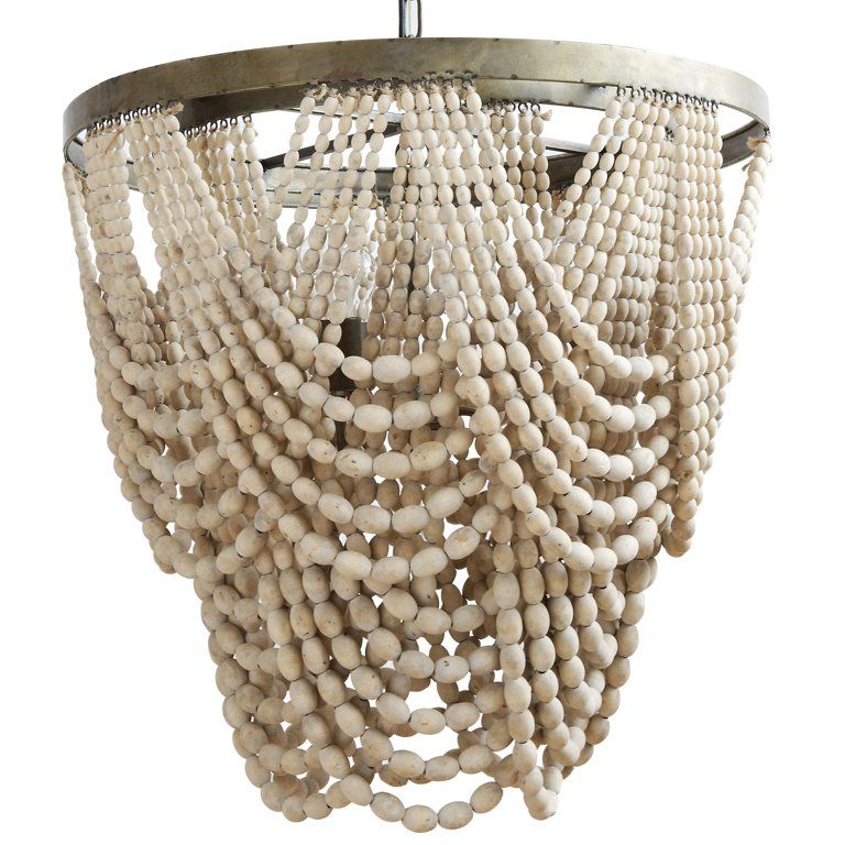 Desert Fields Natural Wood Bead and Metal Chandelier Style Ceiling Light | Walmart (US)