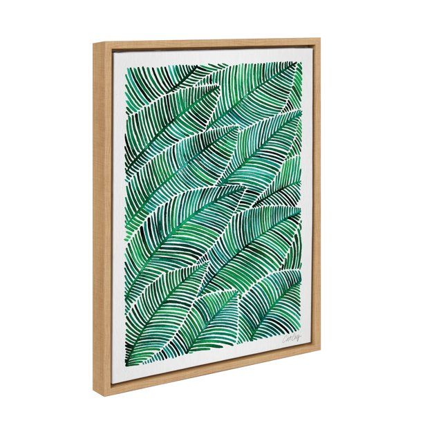 Kate and Laurel Sylvie Tropical Leaves Watercolor Framed Canvas Wall Art by Cat Coquillette, 18x2... | Walmart (US)