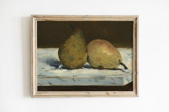 Pears Painting Vintage Fruits Print Still Life Kitchen - Etsy | Etsy (US)