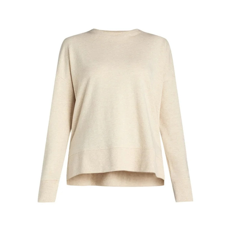 Time and Tru Women's Crewneck Sweatshirt with High-Low Hem, Sizes XS -4X - Walmart.com | Walmart (US)