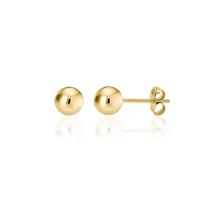 14K Yellow Gold Filled Round Ball Stud Earrings Pushback Available from 2mm - 9mm | Amazon (US)