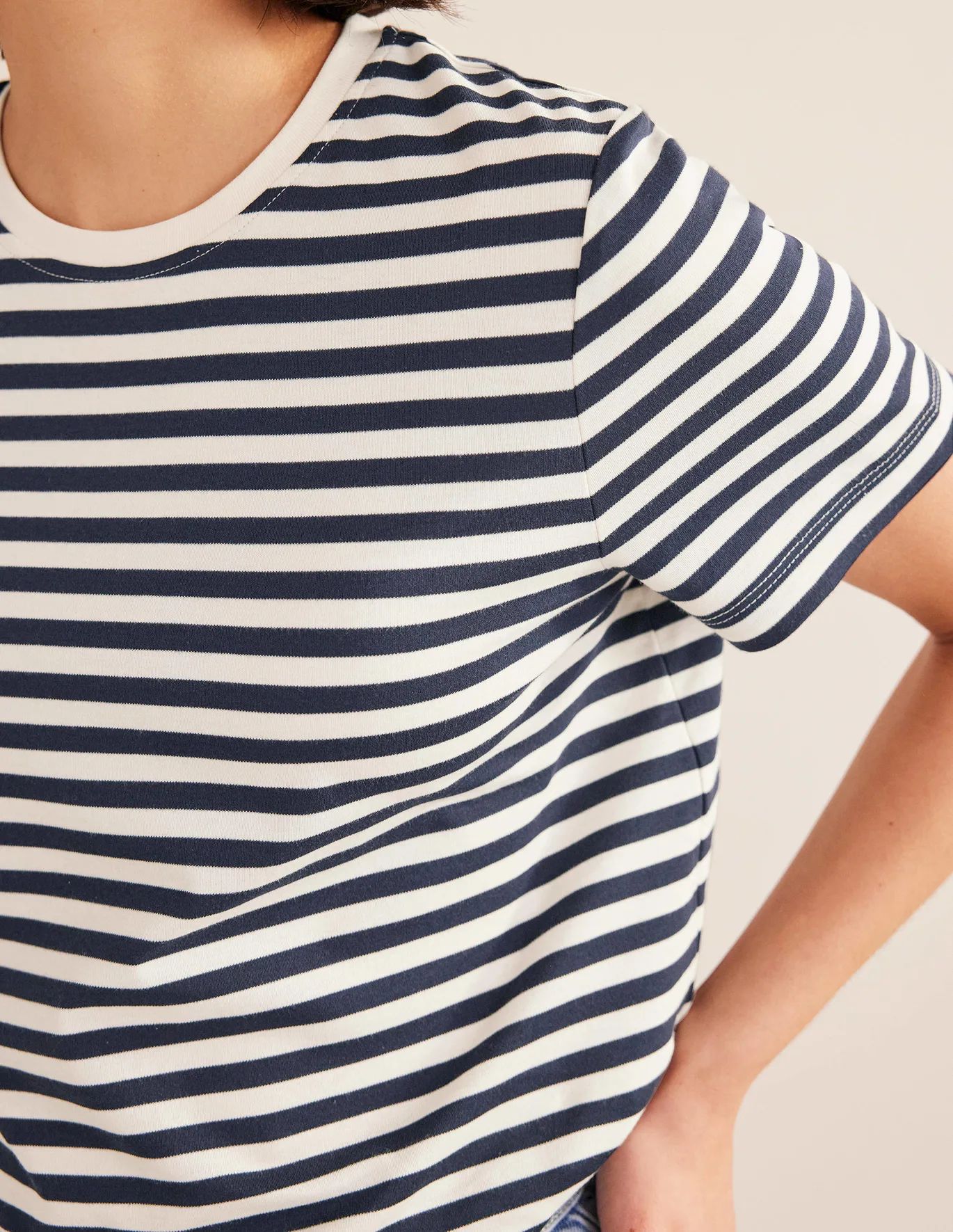 Perfect Cotton T-Shirt - Ivory / Navy Stripe | Boden (US)