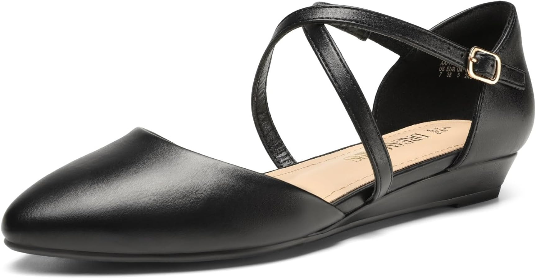 DREAM PAIRS Pointed Toe Low Wedge Heeled Ankle Strap Flats Shoes for Women Dressy Comfortable, Ca... | Amazon (US)