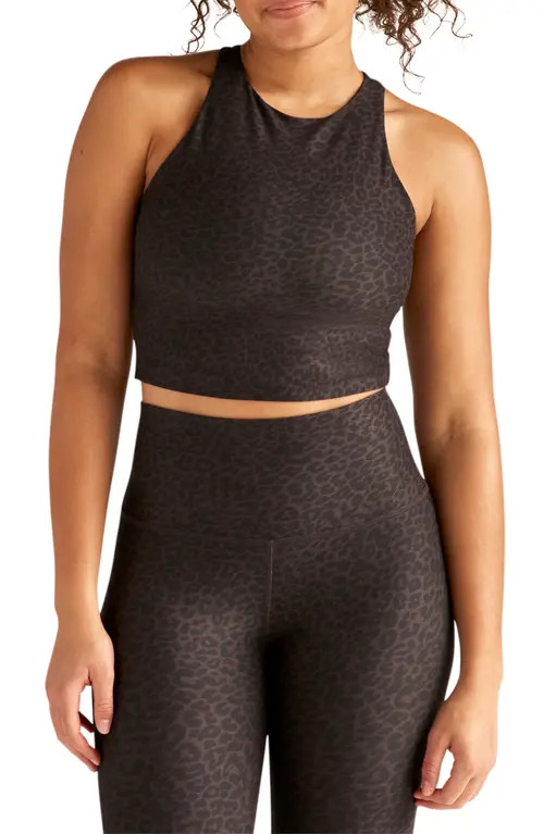 Beyond Yoga Softmark Refocus Crop Tank in Charcoal Leopard at Nordstrom, Size Small | Nordstrom