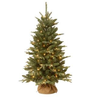 National Tree Company 4 ft. Burlap Artificial Christmas Tree with Clear Lights ED3-300-40 - The H... | The Home Depot