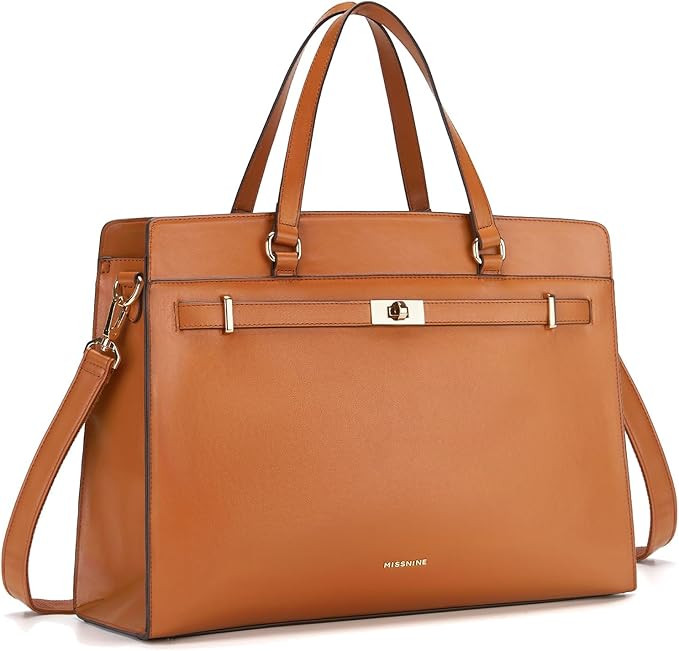 Missnine Laptop Bag for Women 15.6 inch PU Leather Briefcase Professional Computer Bag Business O... | Amazon (US)