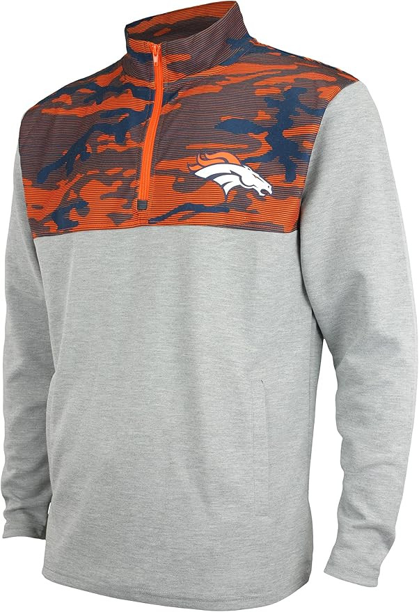 Zubaz Men's NFL Gray 1/4 Zip Fleece Pullover with Camo Lines | Amazon (US)