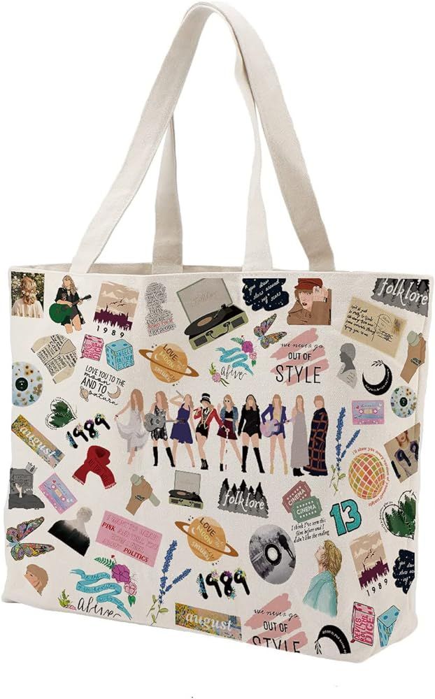 Singer Taylor Tote Bag Inspired Swift Merch Big Capacity Bag Singer Merchandise TS Fans Music Lov... | Amazon (US)