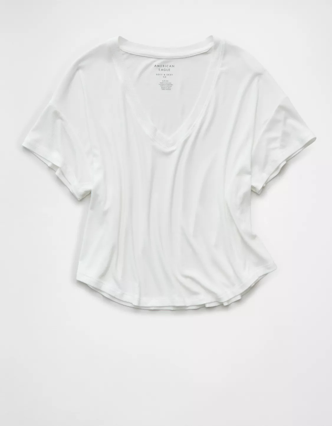AE Soft & Sexy Ribbed V-Neck T-Shirt | American Eagle Outfitters (US & CA)