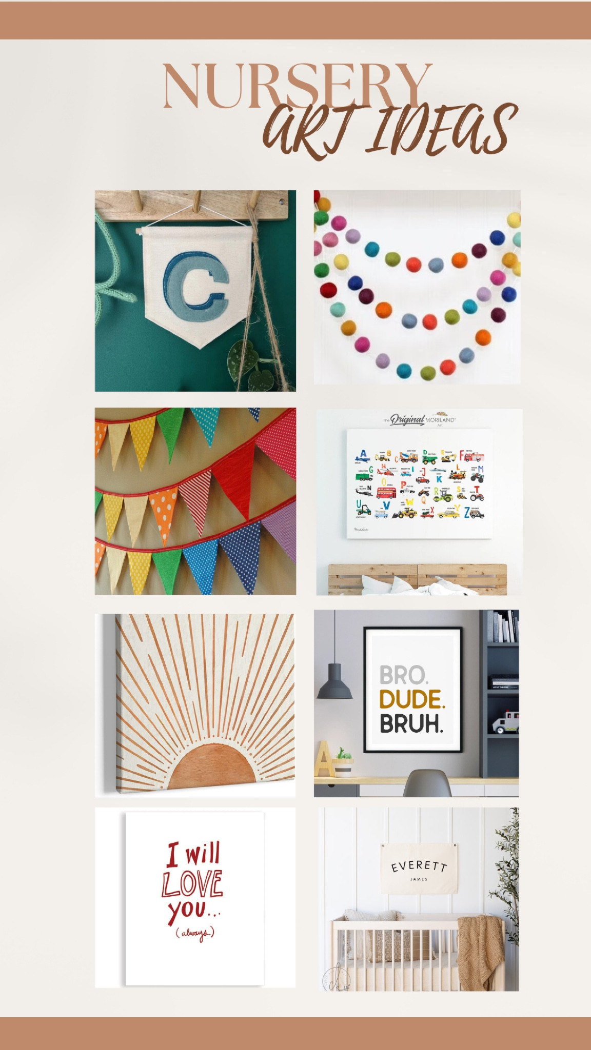 Art ideas for a sweet nursery! I love to add bunting and garland in my room colors for a personal touch! 

#LTKHome #LTKKids #LTKBaby