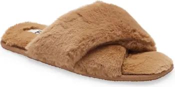 Mae Cross Strap Faux Fur Slipper | Nordstrom