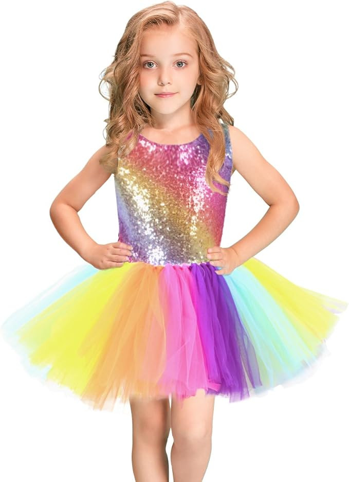 Unicorn Girl Sequin Dress Handmade Toddler Rainbow Dress for Party, Halloween, Special Occasion w... | Amazon (US)