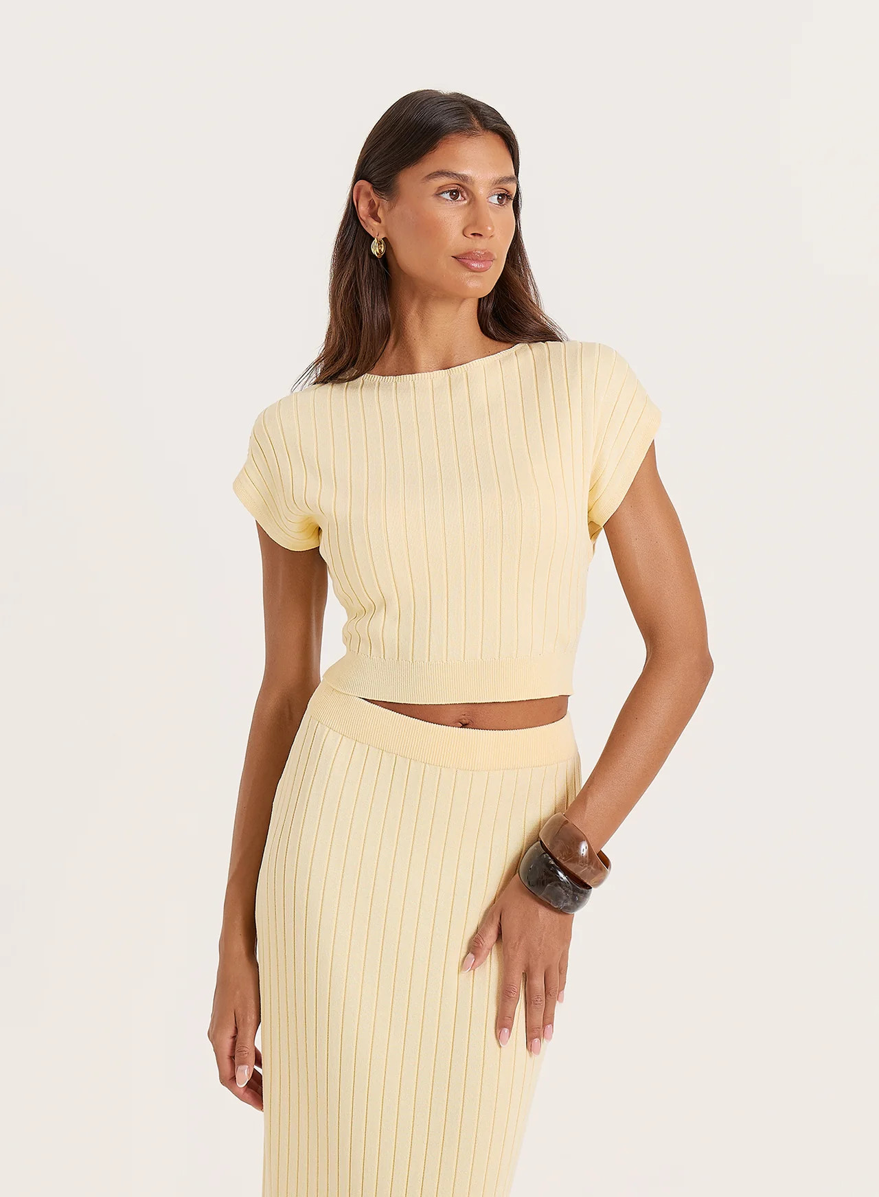 Women's Yellow Knitted High Neck Sleeveless Top | Lacie | 4th & Reckless | 4th & Reckless