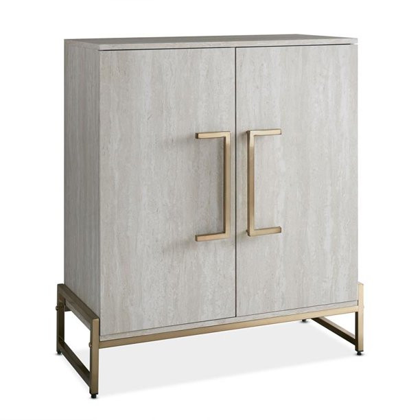 Steve Silver Larkin Faux Marble and Gold Metal Base Wine Cabinet - Walmart.com | Walmart (US)