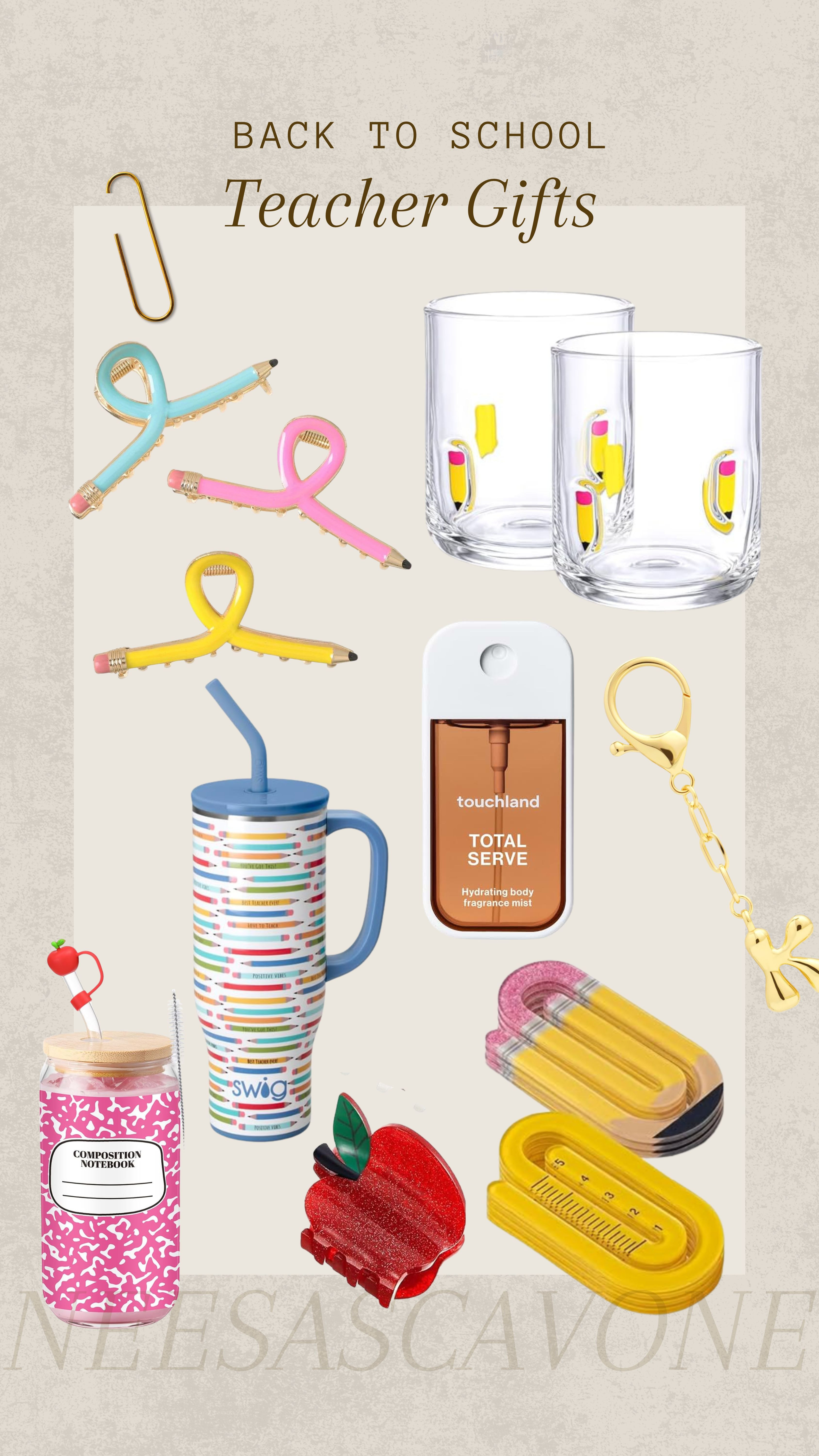 Back-to-school teacher gifts that are actually cute and useful 🍎✏️ Whether you're shopping for your child's teacher, preschool teacher, or looking for affordable first-day-of-school gift ideas, these are some of my favorite finds. From personalized glass cups and cute tumblers to fun keychains, hair clips, and classroom accessories, these thoughtful teacher appreciation gifts are perfect for the new school year! 🤍
#LTK #LTKFinds #LTKBackToSchool #BackToSchool #TeacherGifts #TeacherGiftIdeas #BackToSchoolShopping #TeacherAppreciation #TeacherMustHaves #ClassroomFavorites #FirstDayOfSchool #SchoolSupplies #TeacherStyle #TeacherLife #ElementaryTeacher #PreschoolTeacher #KindergartenTeacher #ClassroomDecor #GiftIdeas #AmazonFinds #CuteFinds #TeacherEssentials #MomFinds #SchoolSeason #GiftGuide 

 #LTKdayinmylife #LTKmomlife #LTKKids